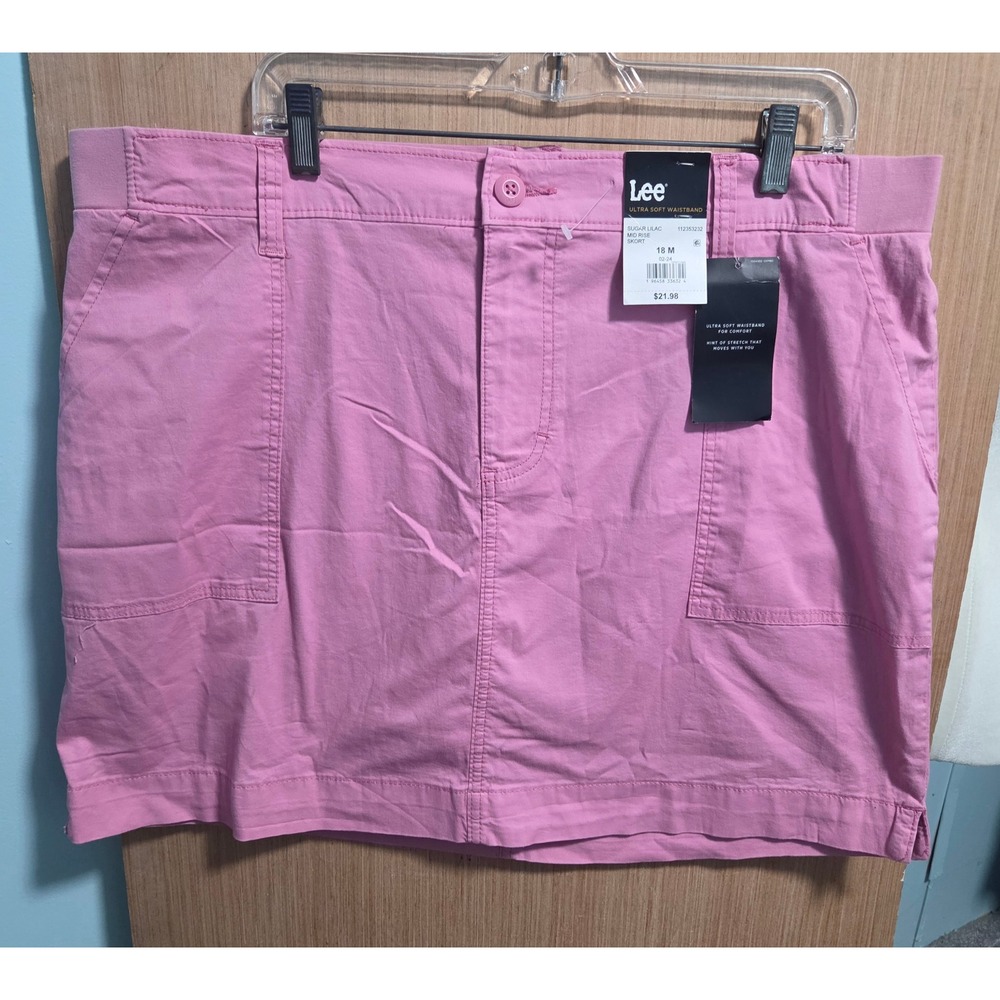 Lee Womens Sugar Lilac Ultra Soft Waistband Mid Rise Skort 18M Pink 112353232